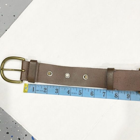 Vintage Joe’s Jeans Mens Genuine Leather Belt Sz Lg Two Buckle Studded Handmade - Picture 8 of 11